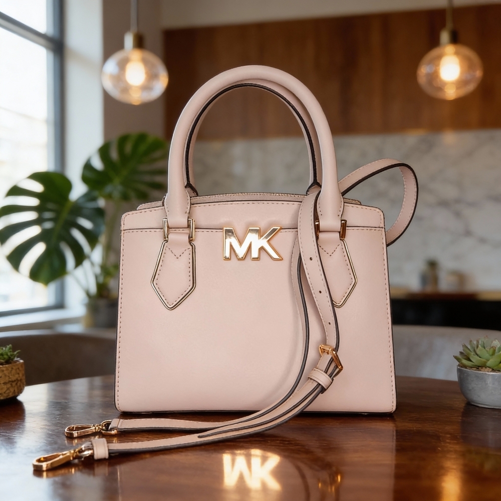 Michael Kors Mott Medium Top Handle Satchel In Powder Blush-Saffiano Leather - Picture 4 of 15